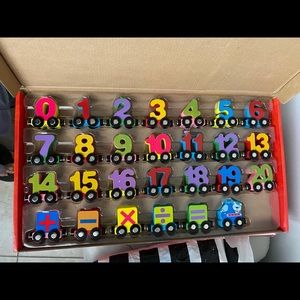 27 piece Wooden magnet numbers train set